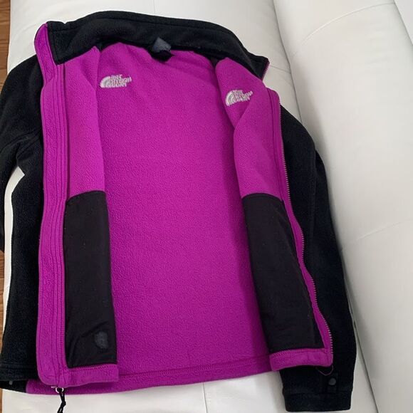 The North Face Fleece Purple Black Zip Pockets Logo Women’s Jacket Size M - Picture 8 of 10